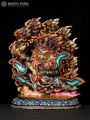 Tibetan Buddhist Two-Armed Mahakala Copper Sculpture - Made in Nepal