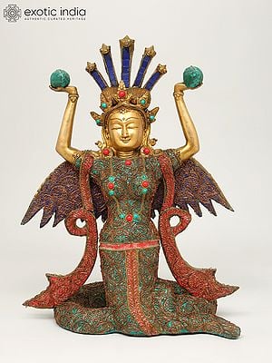 16" Naga Kanya  | Snake Woman | Brass Statue with Inlay Work | Made In India