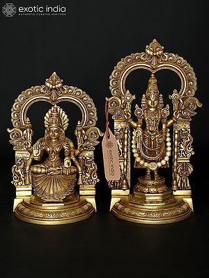 22" Lord Tirupati Balaji (Venkateshvara) with Padmavathi | Pair of Two Brass Statues