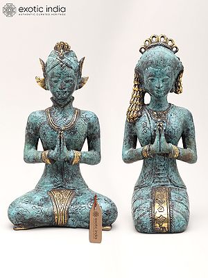 10" Thai Thepphanom (Guardian Angel) | Pair of Brass Statues