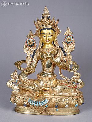 Goddess Green Tara - Tibetan Buddhist | Copper with Gold Plated | Handmade Exquisite Art