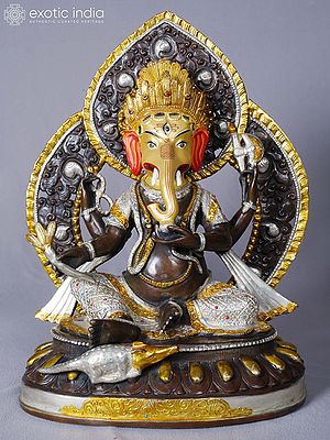 Lord Ganesha Idol | Copper with Gold Plated | Handmade Exquisite Art