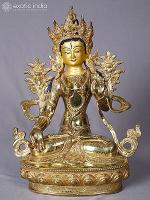 Buddhist Goddess White Tara | Copper with Gold Plated | Handmade Exquisite Art