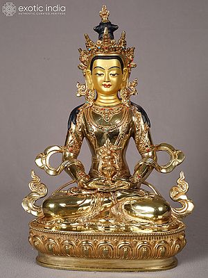 Lord Aparmita Buddha Idol | Copper with Gold Plated | Handmade Exquisite Art