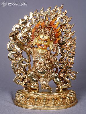 Lord Buddhist Deity Vajrapani | Copper with Gold Plated | Handmade Exquisite Art