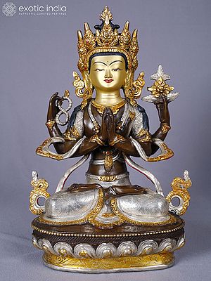 Lord Kharchedi Buddhist Deity | Copper with Gold and Silver Plated | Handmade Exquisite Art