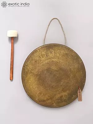 18" Tibetan Buddhist Brass Gong with Beater