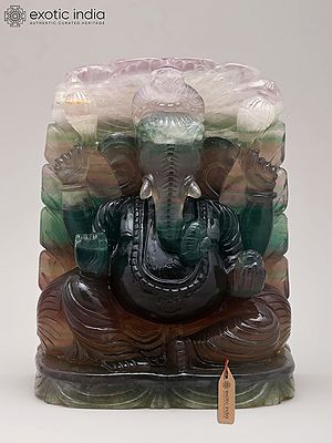 6" Small Sacred Lord Ganesha in Natural Fluorite | Exquisite Handcrafted Crystal Idol