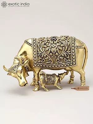 Small Superfine Cow and Calf | Brass Statue