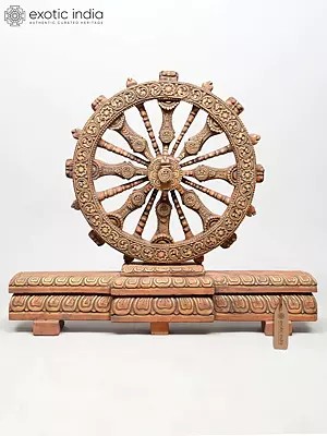 35" Large Konark Chakra Sculpture - Inspired by Sacred Sun Wheel | Stone Statue | Made in India