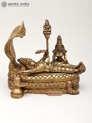 6" Small Brass Padmanabha Swamy (Shesha-Shayi Lord Vishnu) | Brass Statue