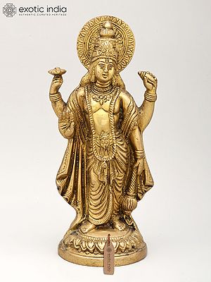 9" Standing Lord Vishnu | Brass Statue