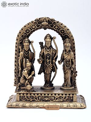 3" Small Ram Darbar - Family of Lord Ram with Bhakt Hanuman | Copper Statue | Made in India
