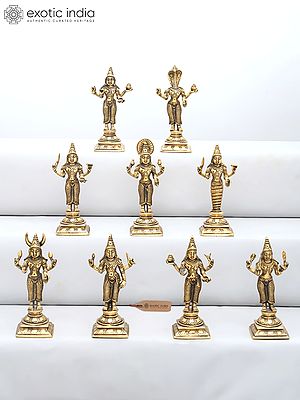 6" Navagraha (Nine Planets) Deities Brass Statues | Handmade | Made in India