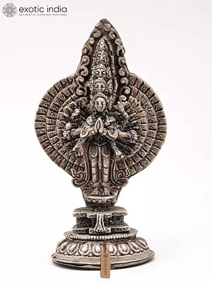 4" Small Tibetan Buddhist Deity Avalokiteshvara with Standing Posture | Handmade | Brass Statue