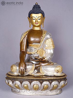 Shakyamuni Lord Buddha | Tibetan Buddhist Deity | Copper With Gold And Silver Plated