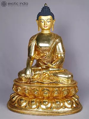 Lord Buddha - Bhumisparsha Mudra | Buddhist Idol | Copper With Gold Plated