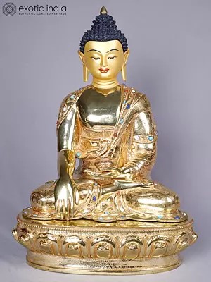 Seated Lord Buddha - Bhumisparsha Mudra | Buddhist Idol | Copper With Gold Plated