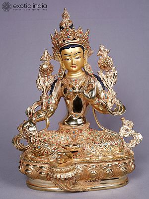 Goddess Green Tara | Tibetan Buddhist Deity | Copper With Gold Plated