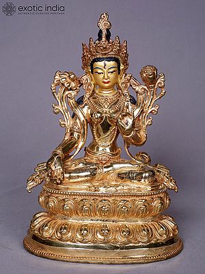 Goddess White Tara | Tibetan Buddhist Deity | Copper With Gold Plated