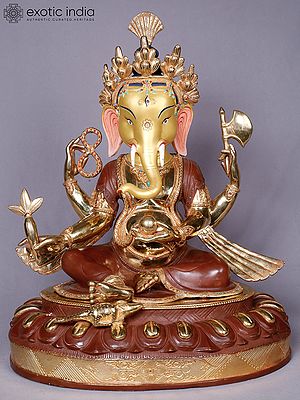 Lord Ganapati Statue | Copper With Gold Plated