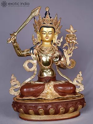 Manjushri | Tibetan Buddhist Deity | Copper With Gold Plated