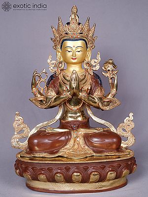 Chenrezig - Avalokiteshvara | Tibetan Buddhist Deity | Copper With Gold Plated