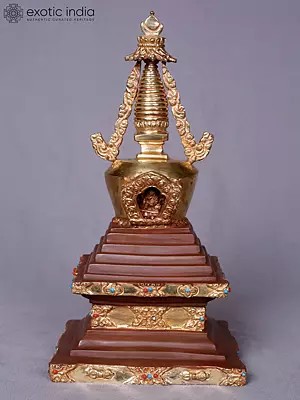 Handcrafted Tibetan Stupa | Copper With Gold Plated