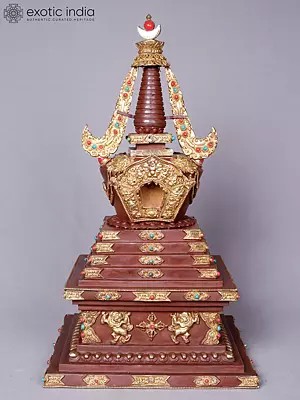 Aesthetic Tibetan Stupa | Copper With Gold Plated