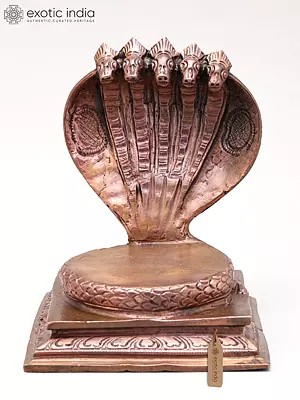 Copper Five-Headed Cobra Idol Base - 4 Inch Display Stand