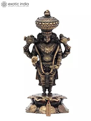 3" Small Lord Tirupati Balaji (Form of Lord Vishnu) Standing on Lotus Pedestal | Copper Statue | Made in India
