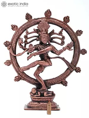 3" Small Lord Nataraja (Shiva) with Prabhamandala Arch | Copper Statue | Made in India