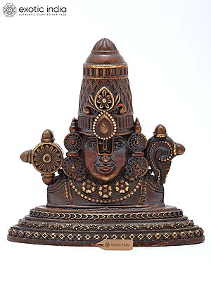 3" Small Bust of Tirupati Balaji with Vaishnava Symbols | Copper Statue | Made in India