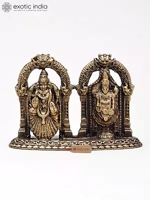 2" Small Lord Tirupati Balaji (Venkateshwara) and Goddess Padmavati | Handmade | Copper Statue