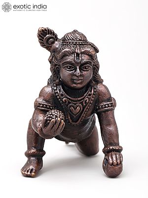 Small Idol of Lord Krishna As Laddu Gopal | Copper Statue | Made in India