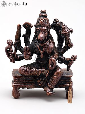 1" Small Eight Armed Goddess Varahi | Copper Statue
