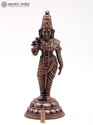 3" Small Standing Goddess Minakshi | Copper Statue