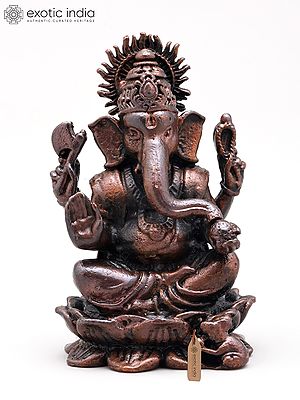 2" Small Chaturbhuja Lord Ganesha | Copper Statue
