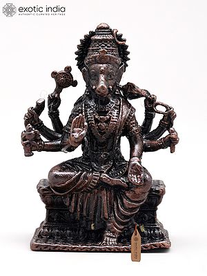 Small Eight Armed Blessing Goddess Varahi | Copper Statue