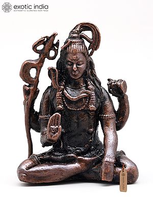 Small Lord  Shiva Seated in Blessing Gesture | Copper Statue
