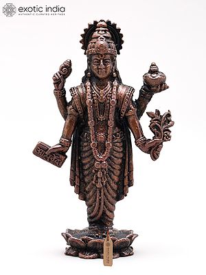 2" Small Standing Lord Dhanvantari | Copper Statue