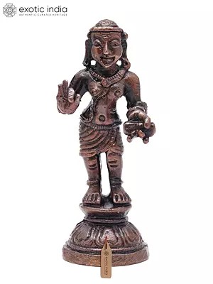 3" Small Saint Manikkavacakar - Tamil Saiva Saint and Bhakti Movement Leader | Copper Statue | Made in India