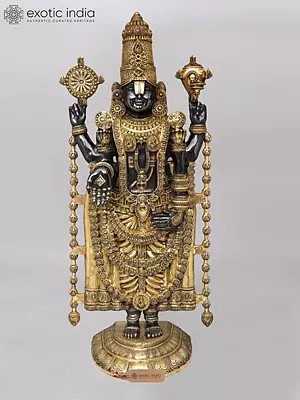 67" Large Black and Golden Tirupati Balaji (Venkateshvara) | Brass Statue