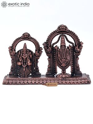 4" Small Deities Tirupati Balaji Copper Statue With Padmavathi