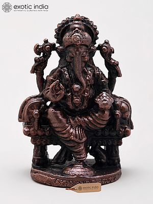 2" Small King Ganesha Sculpture in Copper | Handmade