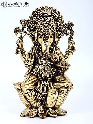 6" Small Superfine Blessing Lord Ganesha | Brass Statue