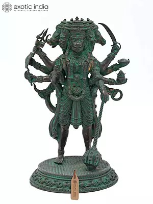 Superfine Ten Armed Standing Panchamukhi Lord Hanuman | Brass Statue