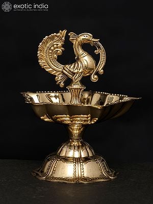 3" Small Superfine Peacock Lamp in Brass