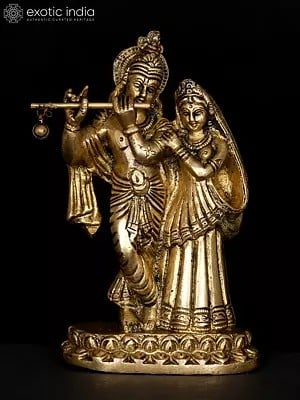 5" Small Standing Radha Krishna | Brass Statue