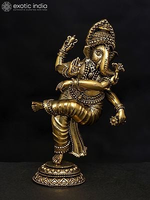 6" Small Superfine Dancing Lord Ganesha | Brass Statue